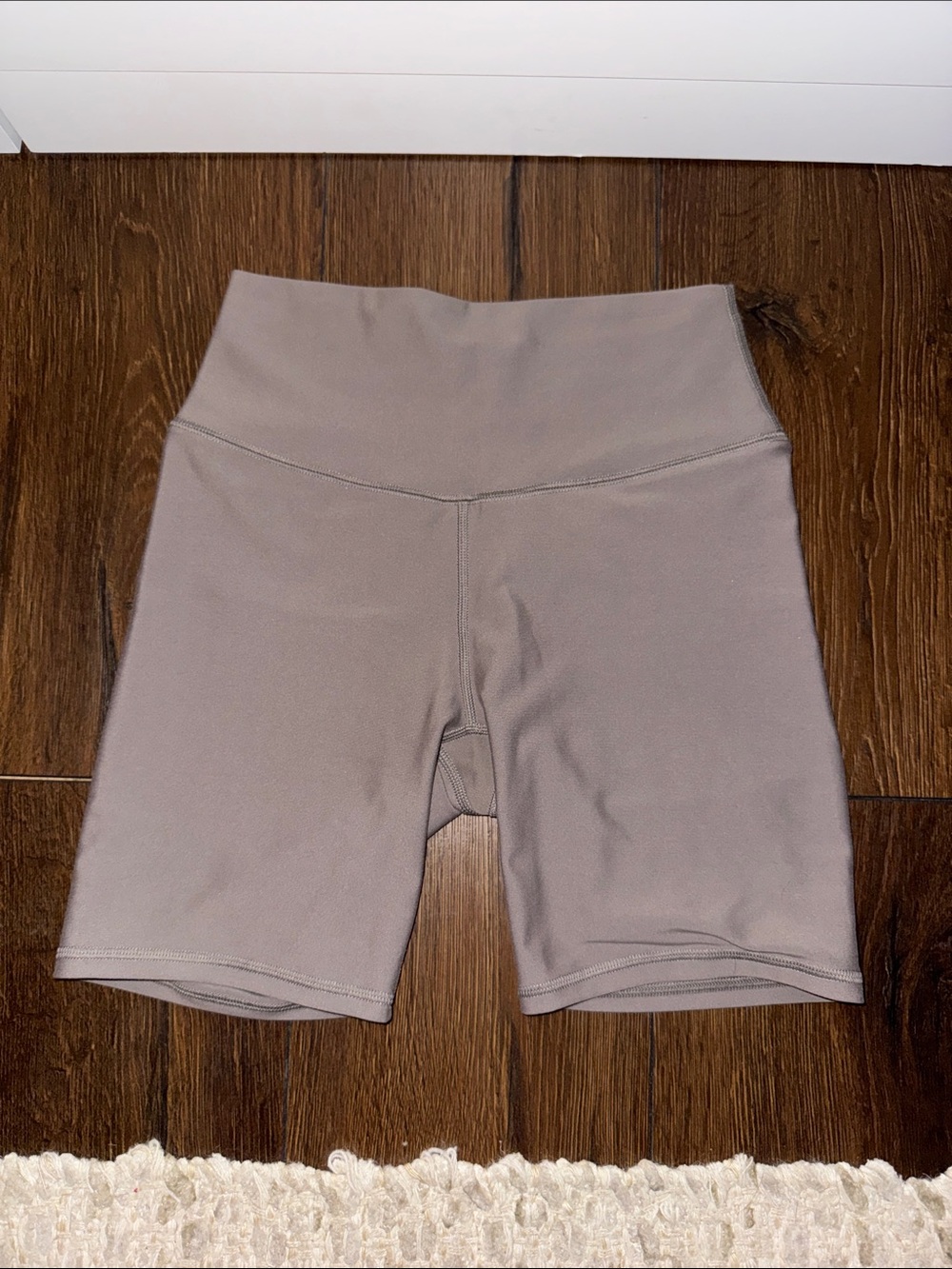 Abercrombie & Fitch High-Waist Bike Shorts in Taupe